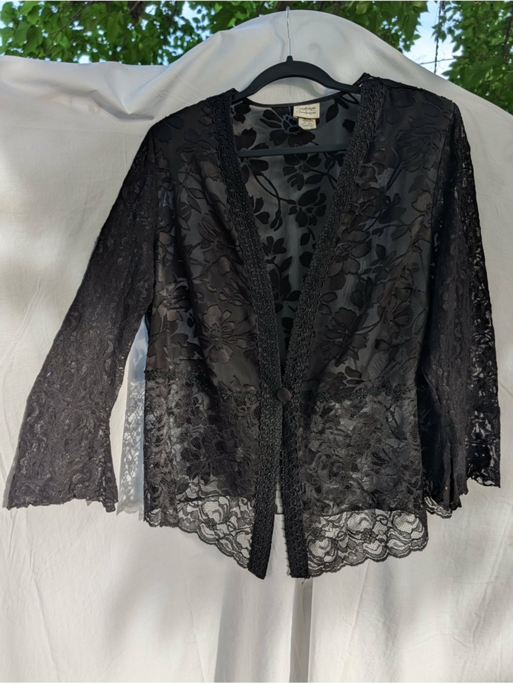 Vintage Sheer Black Floral Lace Jacket
